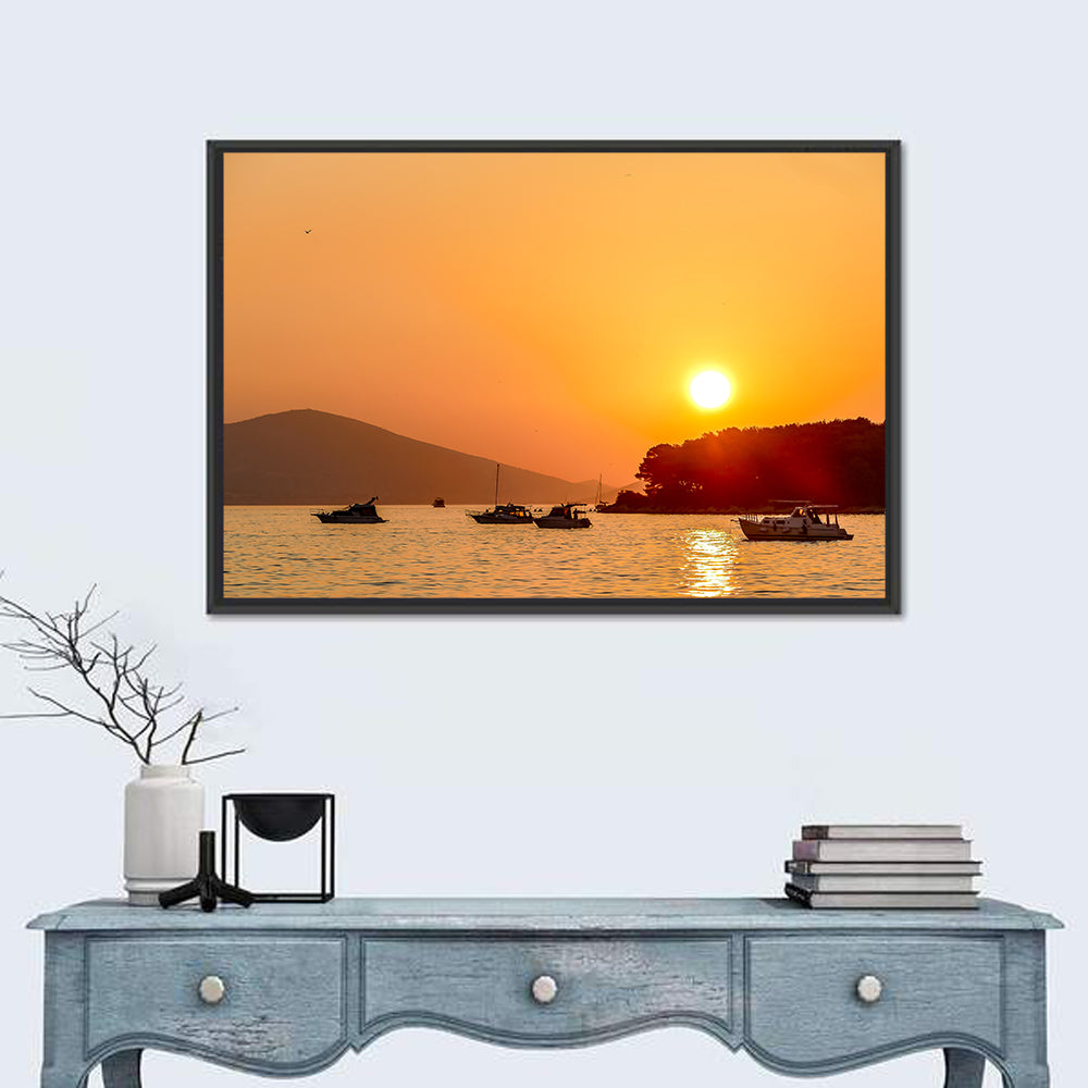 Golden Harbor Sunset Wall Art