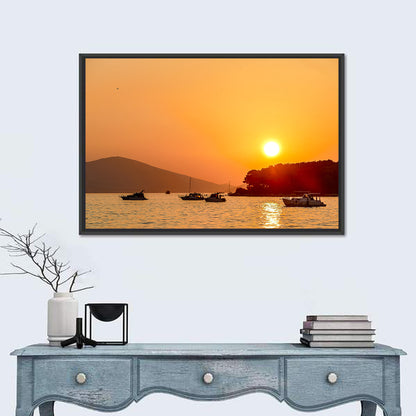 Golden Harbor Sunset Wall Art