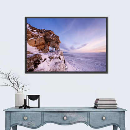 Lake Baikal Rock Arch at Winter Twilight Wall Art