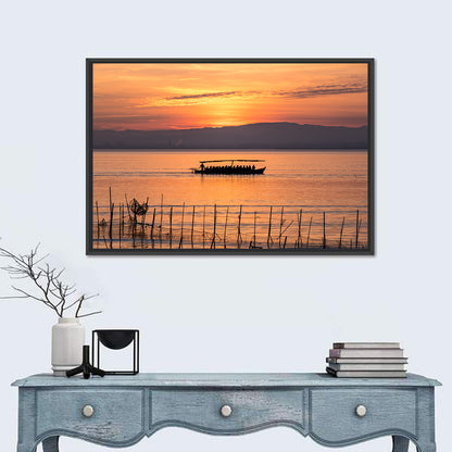 Albufera Sunrise Boat Silhouette Wall Art