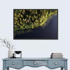 Aerial Lake with Red Boat Wall Art