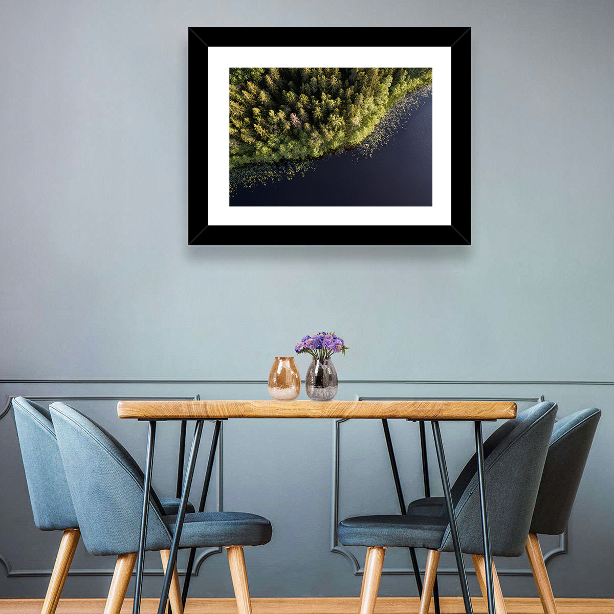 Aerial Lake with Red Boat Wall Art
