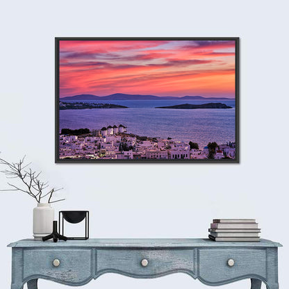 Mykonos Windmills at Sunset Wall Art