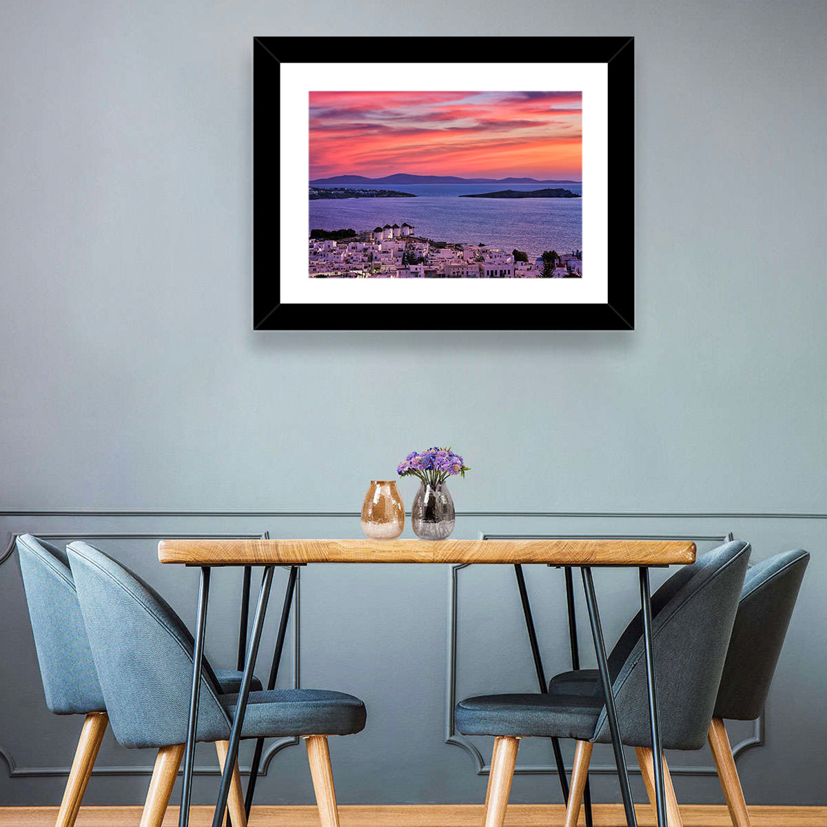 Mykonos Windmills at Sunset Wall Art