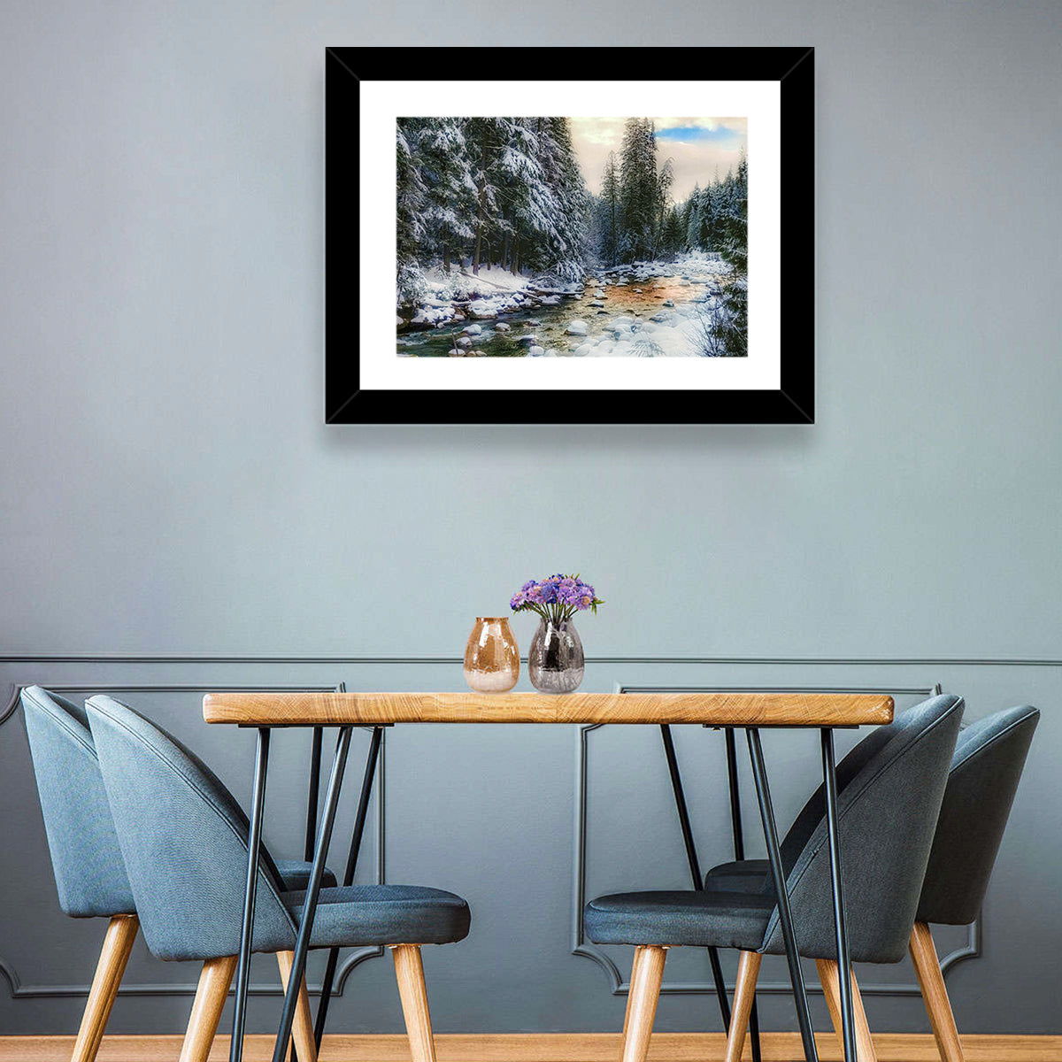 Winter Creek in Snowy Pines Wall Art