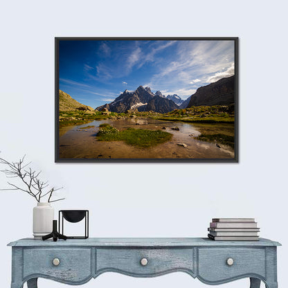 La Meije Alpine Lake and Stone Hut Wall Art