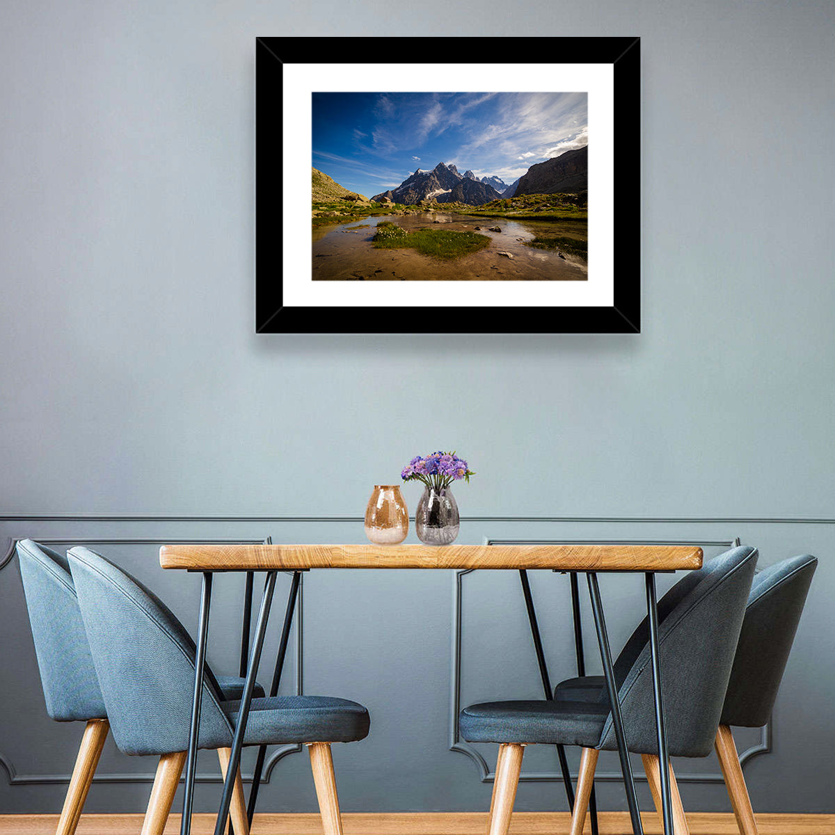 La Meije Alpine Lake and Stone Hut Wall Art