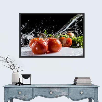 Tomatoes with Water Splash Wall Art