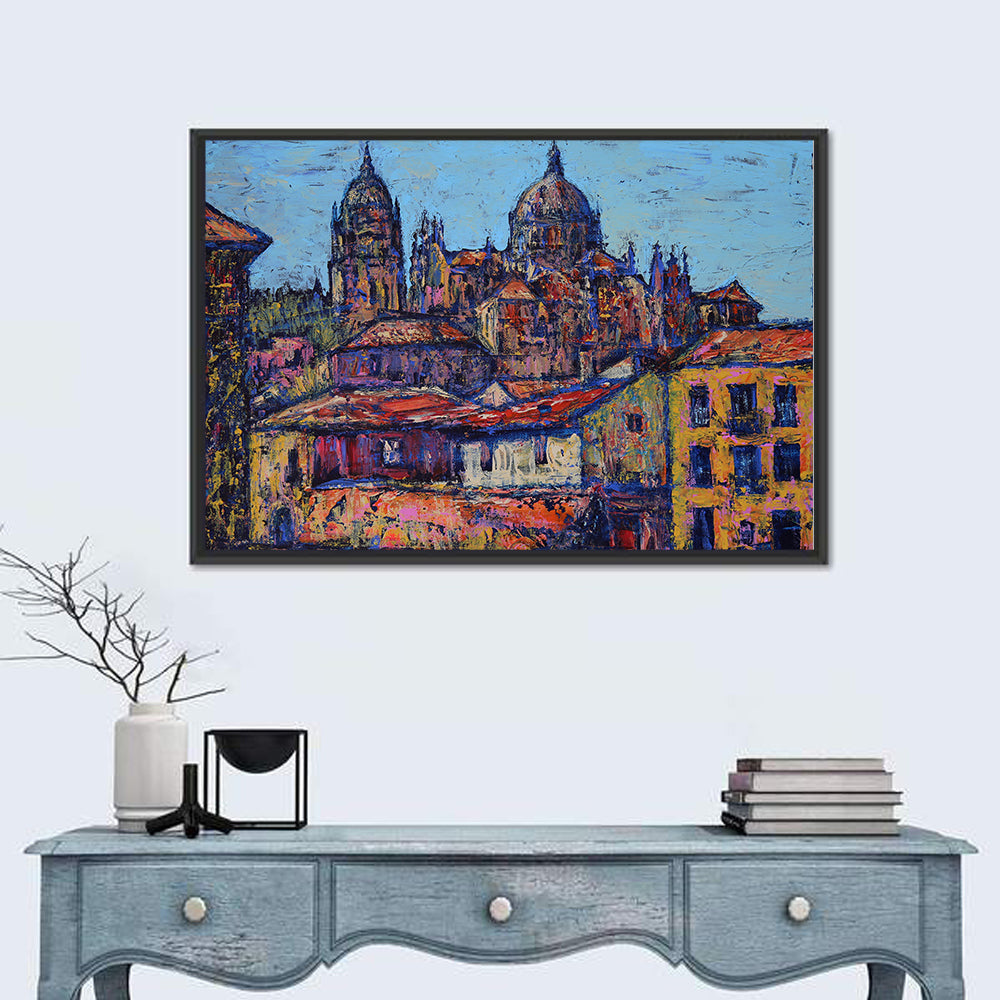 Salamanca Cathedral Rooftops Wall Art in a room, landscape