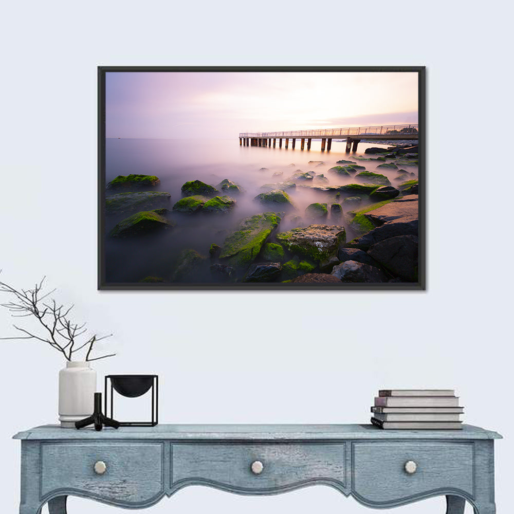 Florya Beach Pier at Lavender Dusk Wall Art