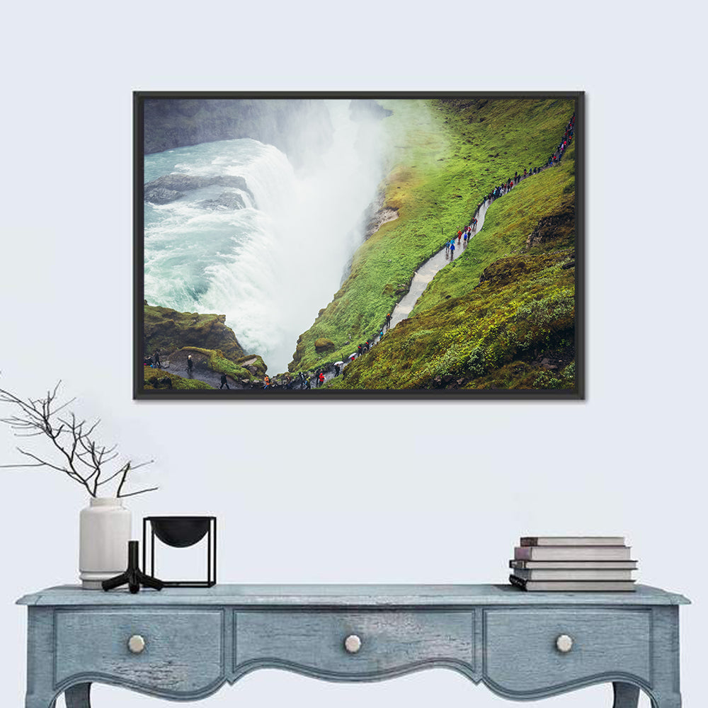 Misty Path at Gullfoss Waterfall Wall Art