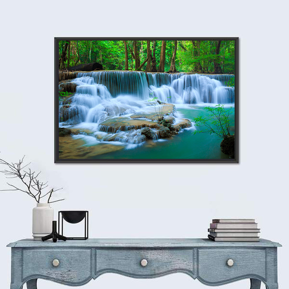 Huay Ma Khamin Erawan Waterfall Wall Art in a room, landscape