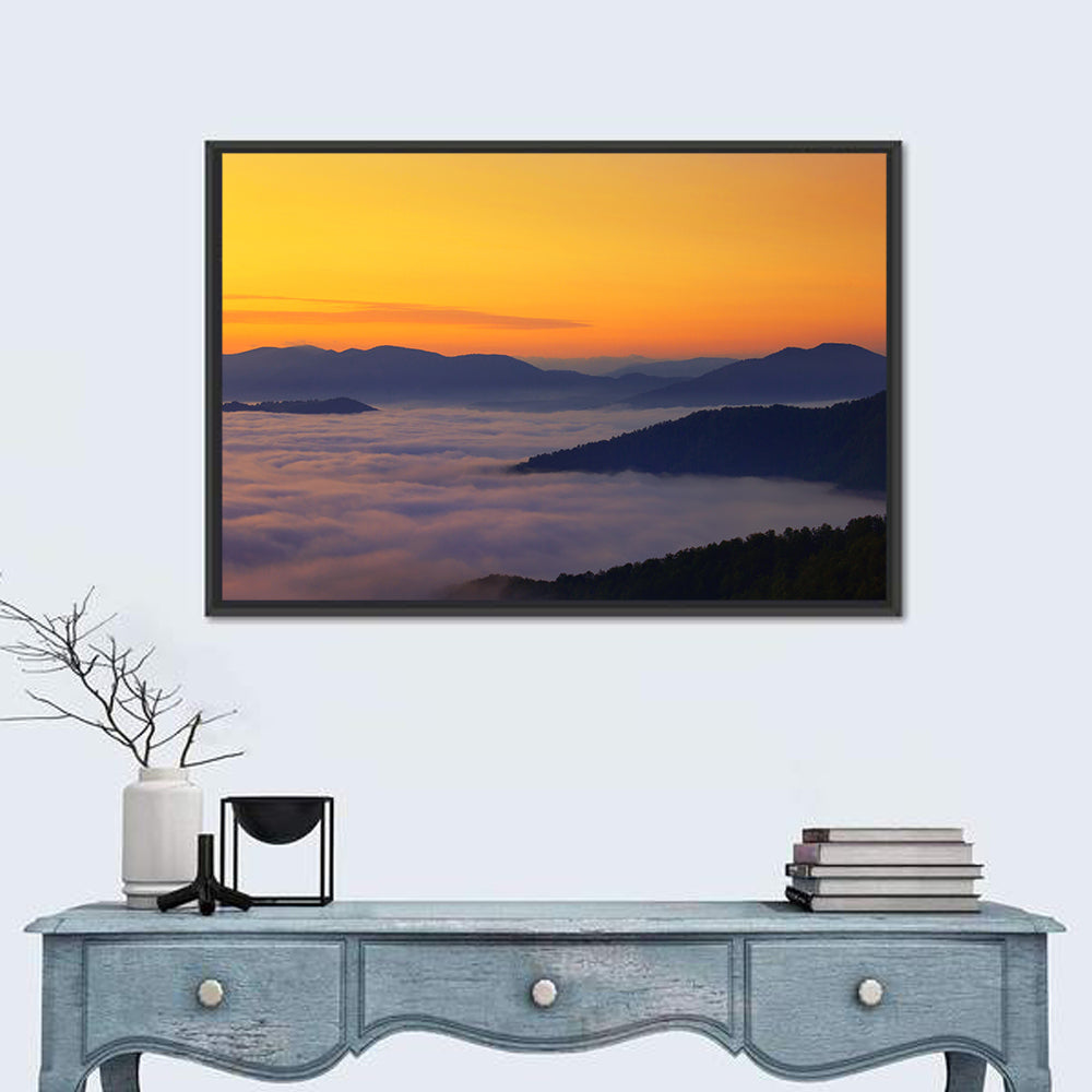 Cloud Sea Over Mountains at Golden Dawn Wall Art