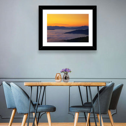 Cloud Sea Over Mountains at Golden Dawn Wall Art