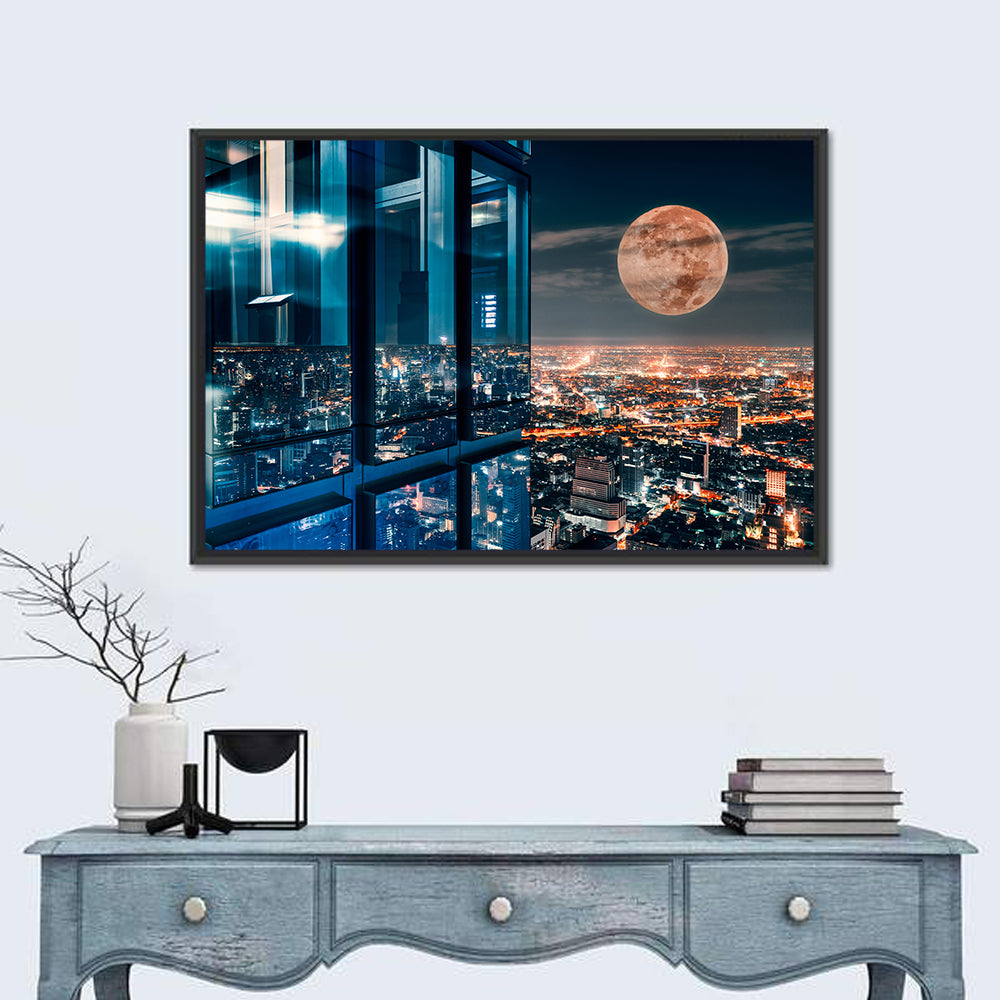 Bangkok Moonlit Skyline Wall Art