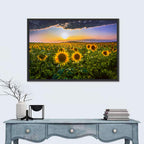Sunflower Field at Golden Hour Wall Art