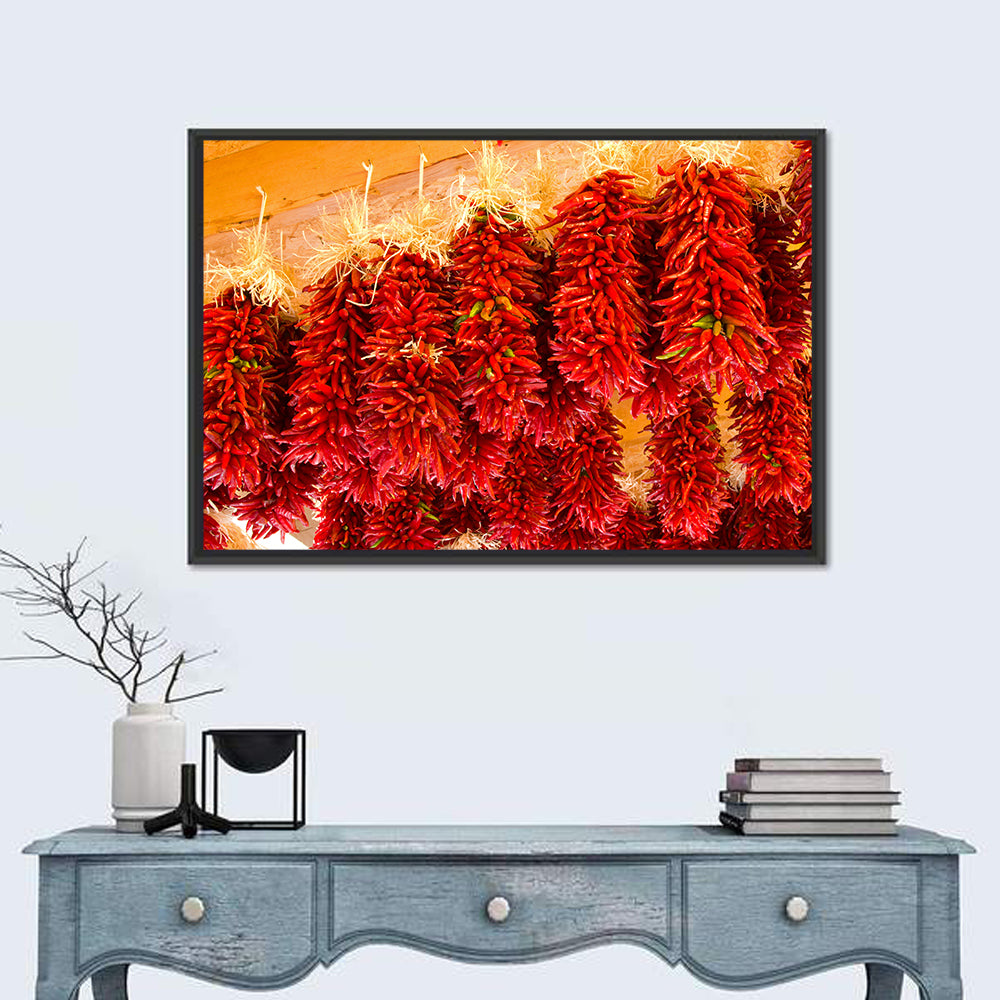 Hanging Dried Chili Peppers Wall Art