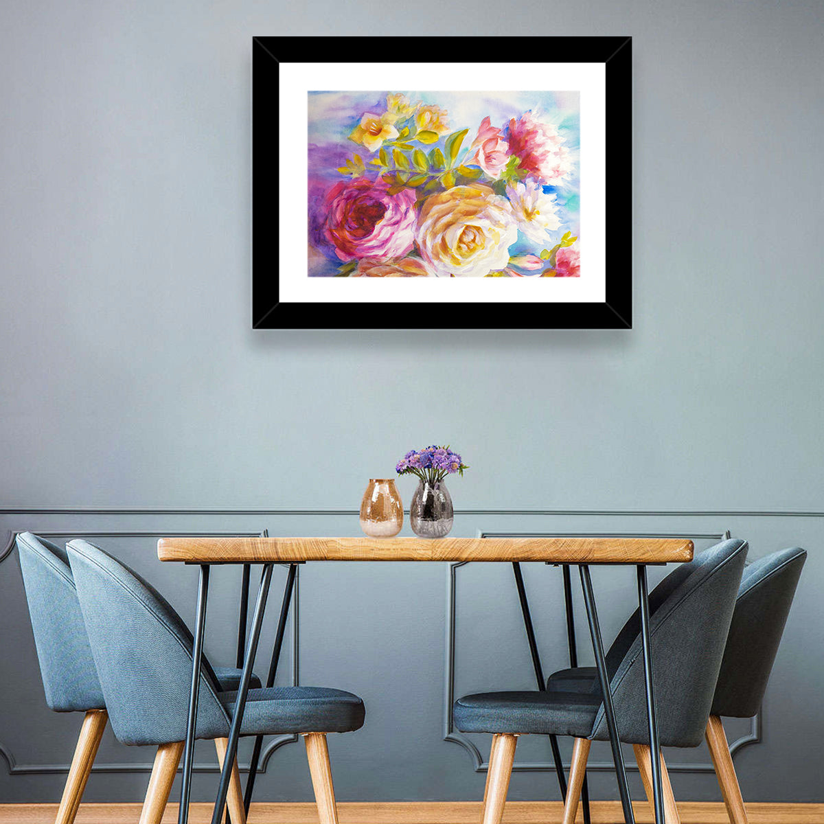 Painterly Peonies and Rose Bouquet Wall Art