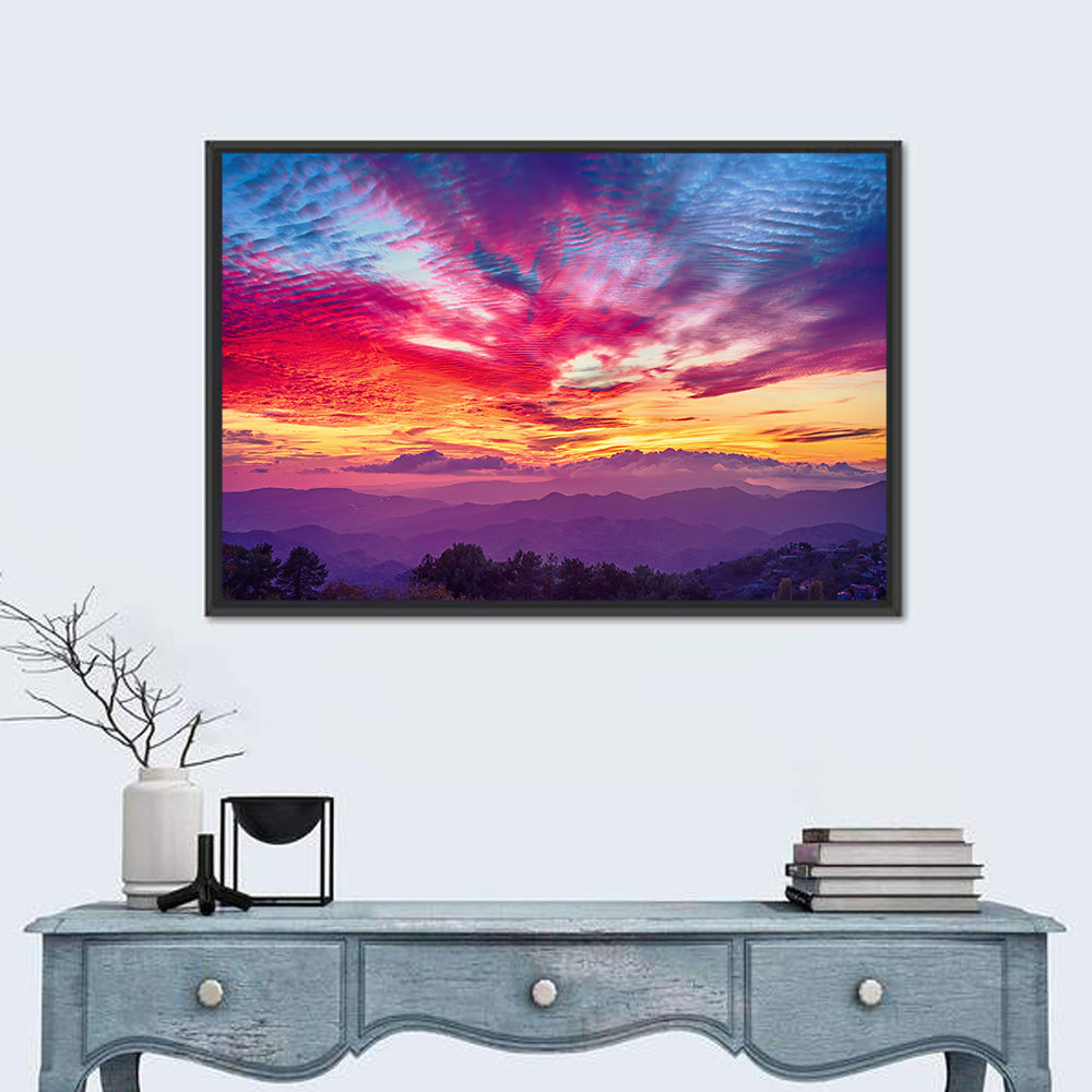 Golden Dusk Cloud Mountains Wall Art