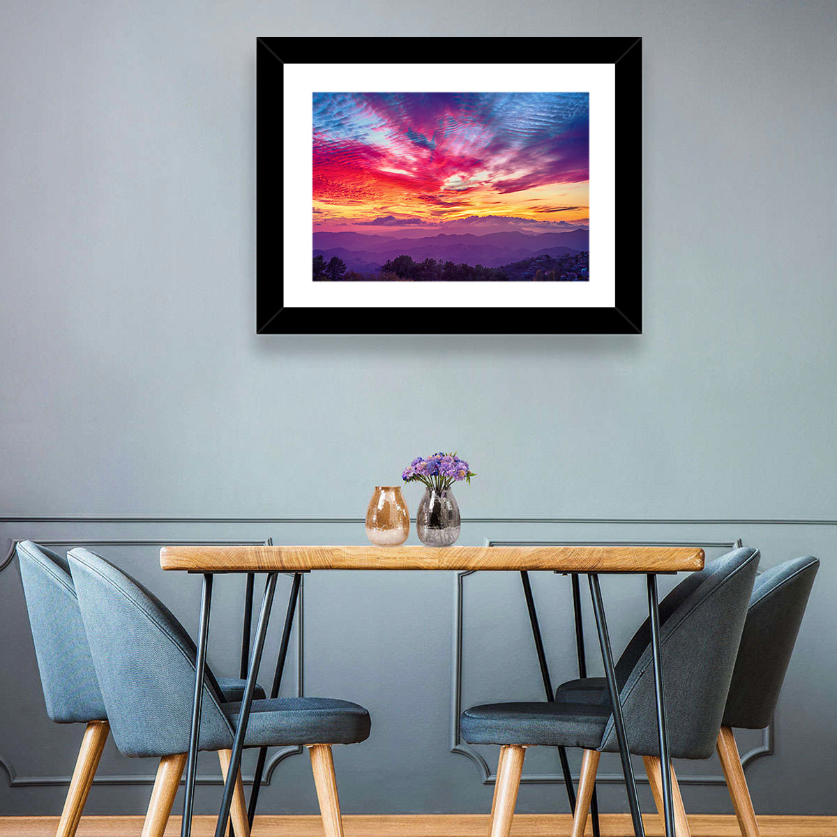 Golden Dusk Cloud Mountains Wall Art