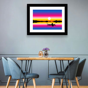 Fisherman Boat in Lake Wall Art