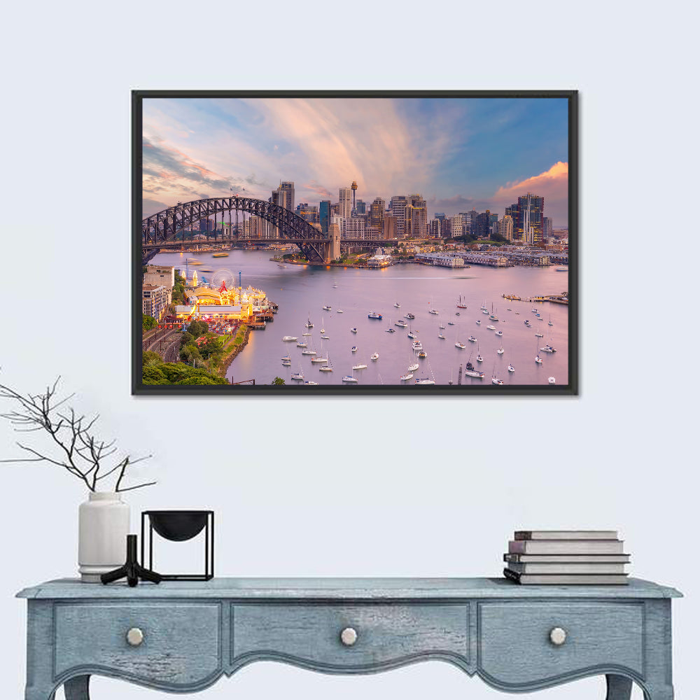 Sydney Harbour Bridge at Golden Twilight Wall Art