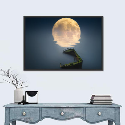 Moonlit Shipwreck Reflection Wall Art