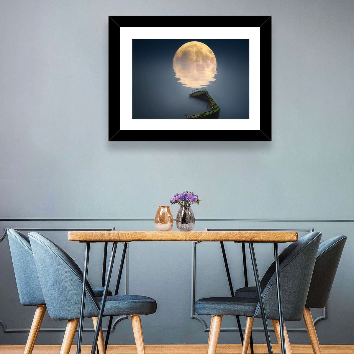 Moonlit Shipwreck Reflection Wall Art
