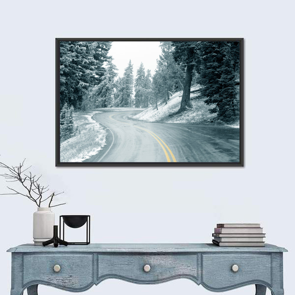 Winding Snowy Highway Wall Art