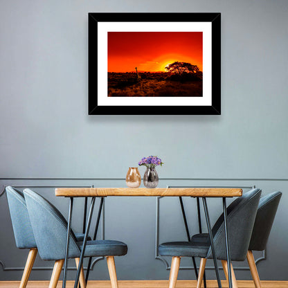 Savanna Sunset with Giraffe Wall Art