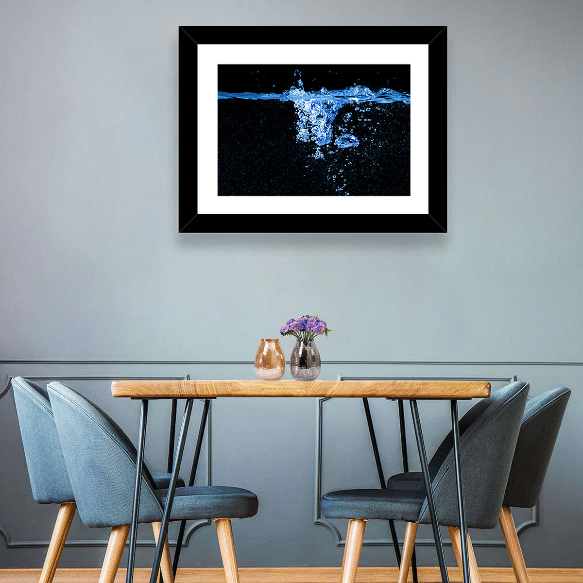 Underwater Bubble Motion Wall Art in a room, landscape