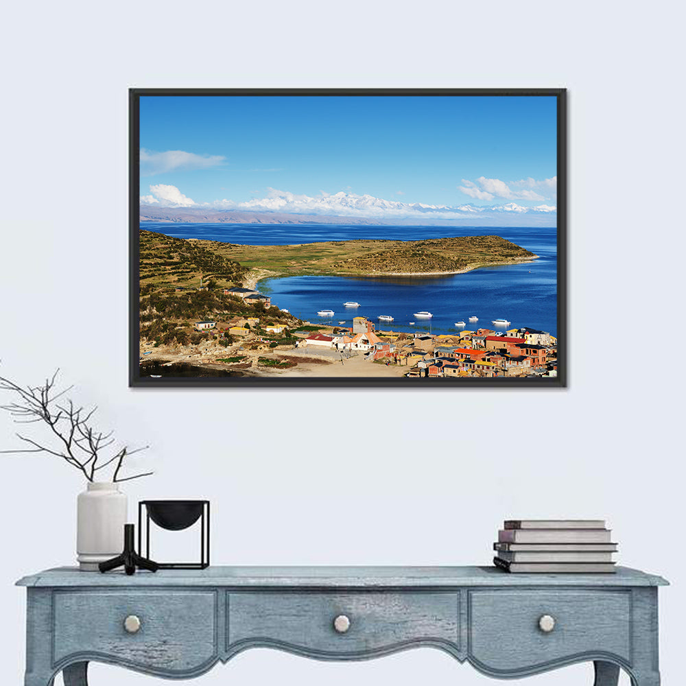 Isla Del Sol Village on Lake Titicaca Wall Art in a room, landscape