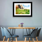 Sunny Mountain Meadow Illustration Wall Art