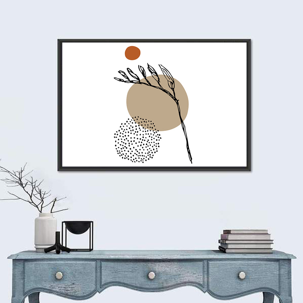 Terracotta Botanical Abstract Wall Art in a room, landscape
