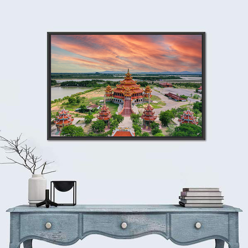 Wat Petch Suwan Temple at Sunset Wall Art in a room, landscape