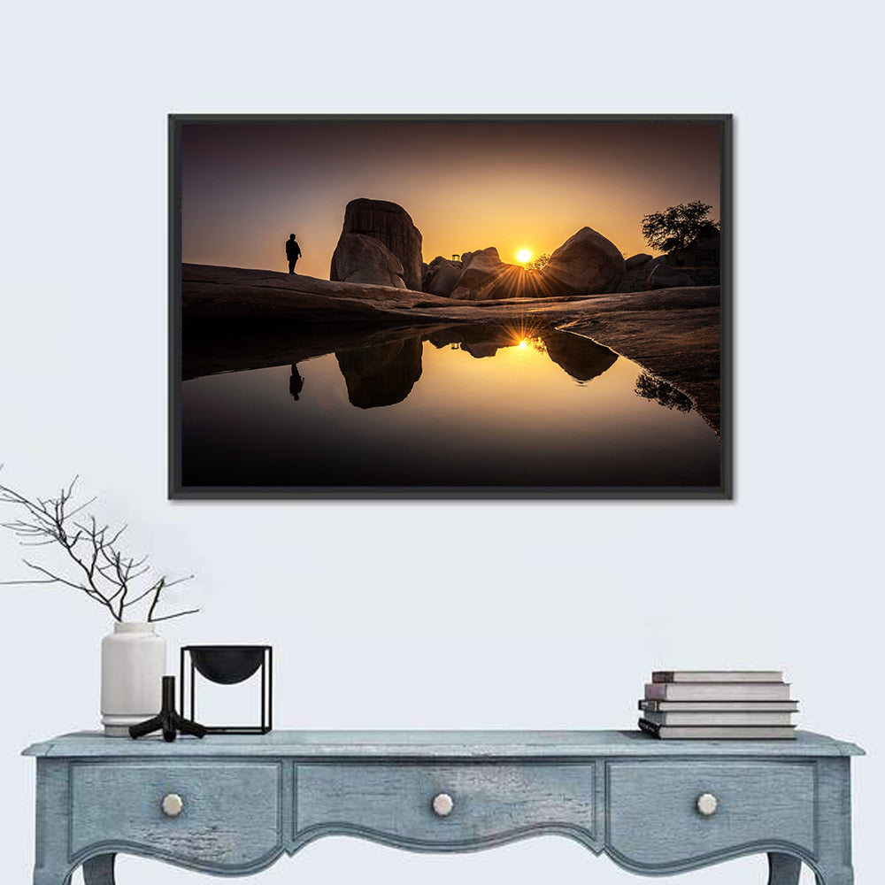 Hemakuta Hill Sunrise Temples Wall Art in a room, landscape