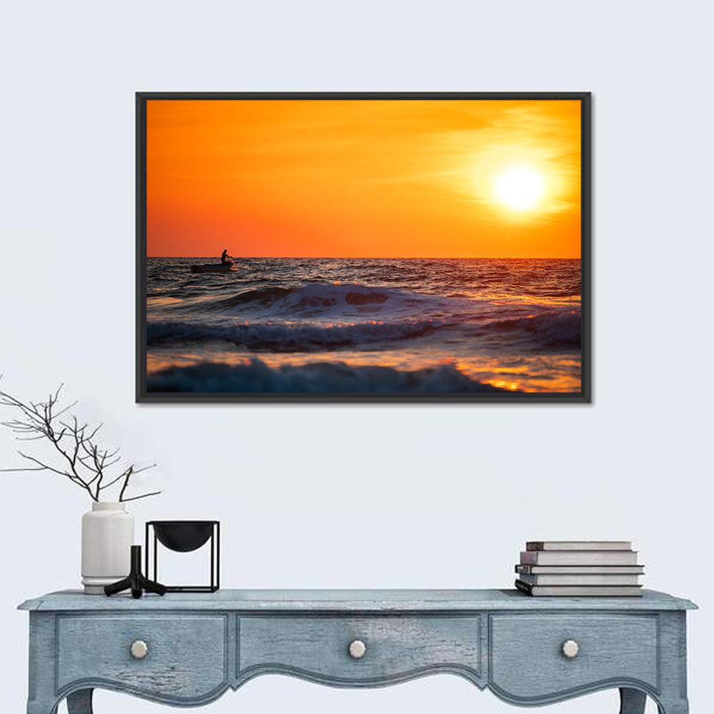 Sunset Fisherman Wall Art