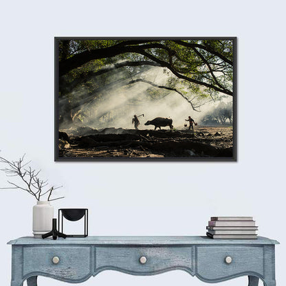 Village Morning with Buffalo Wall Art
