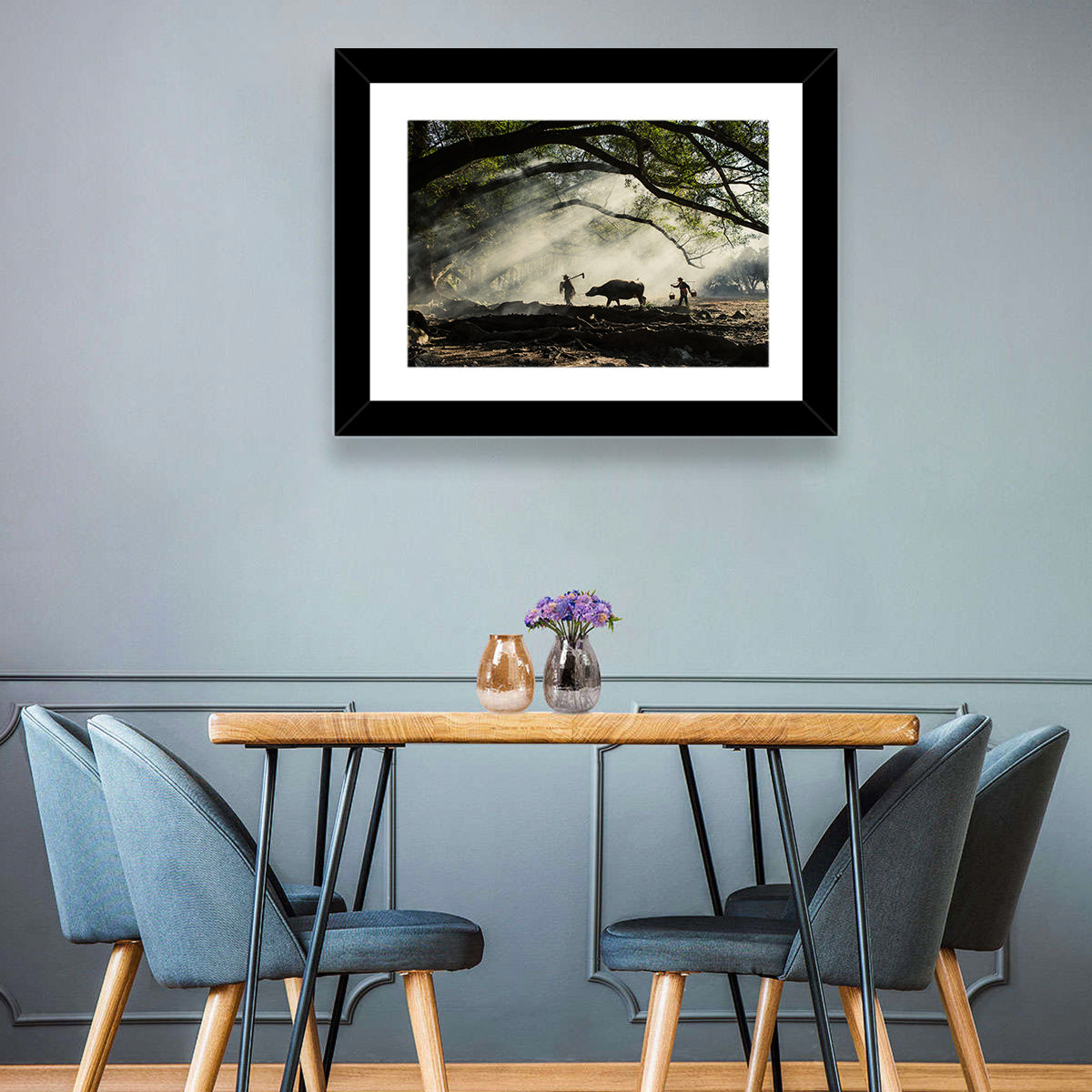 Village Morning with Buffalo Wall Art