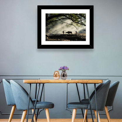 Village Morning with Buffalo Wall Art