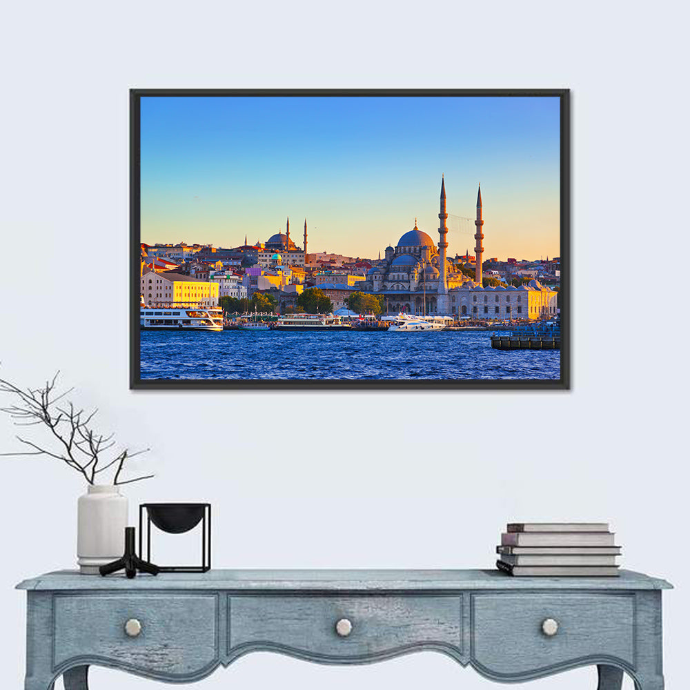 Istanbul Sunrise at Yeni Cami Wall Art in a room, landscape