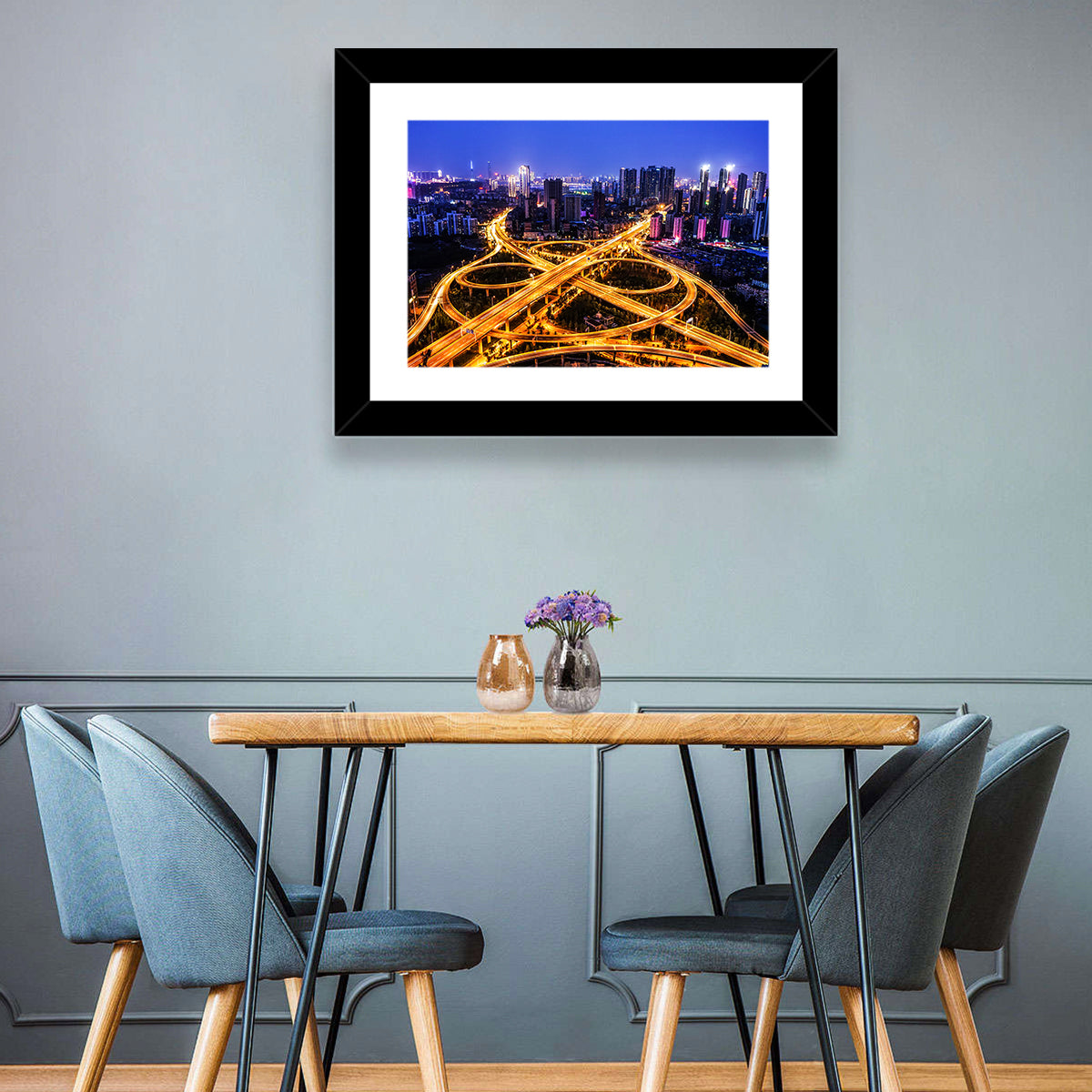 Hanyang District Interchange Nightscape Wall Art in a room, landscape