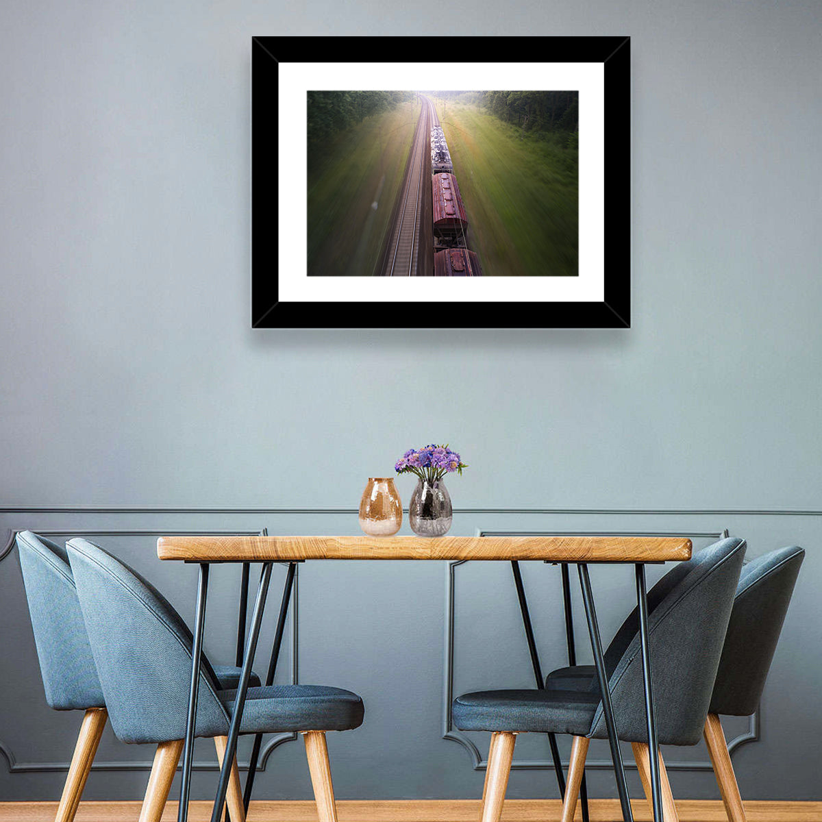 Freight Train Through Forest Wall Art