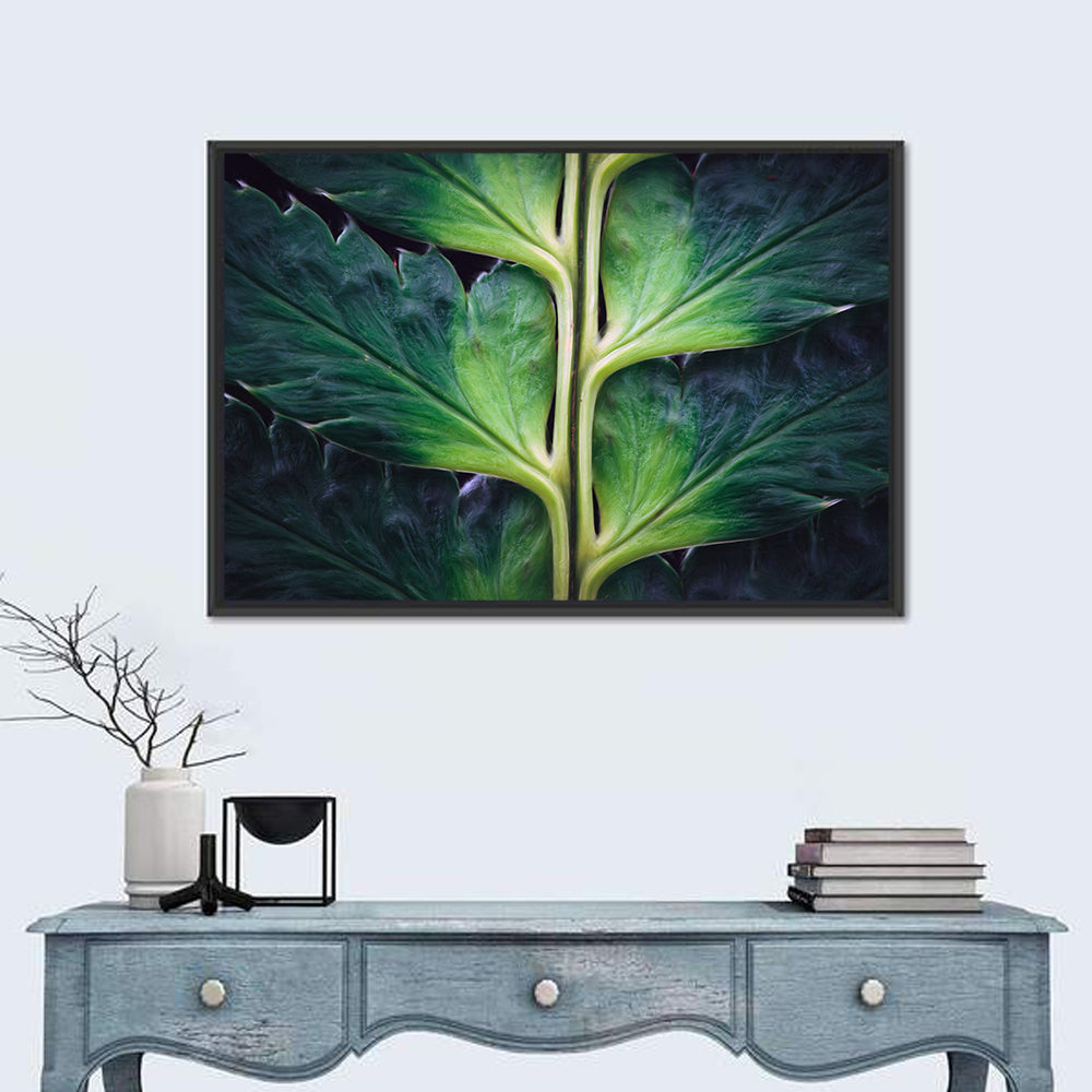 Fern Stem Macro Study Wall Art in a room, landscape