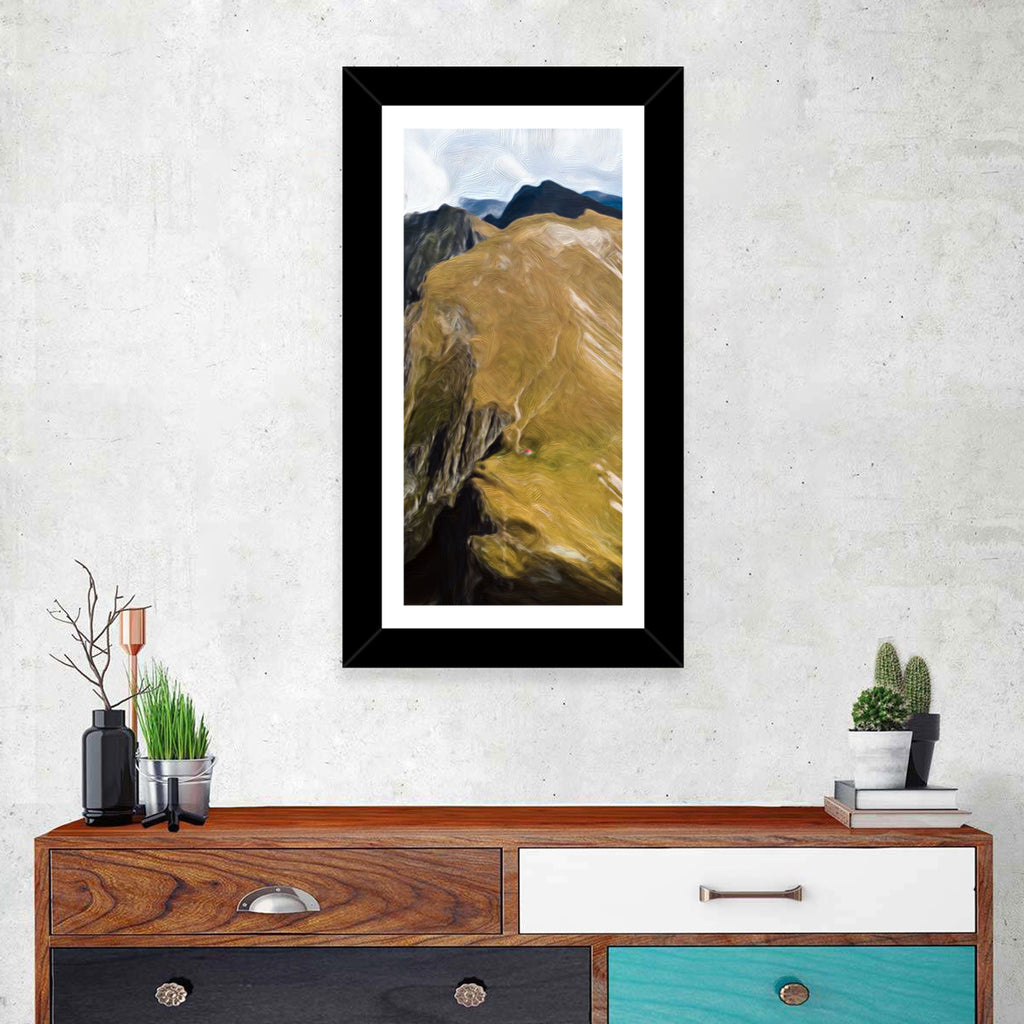 Aerial Mountain Slope with Red Cabin Wall Art