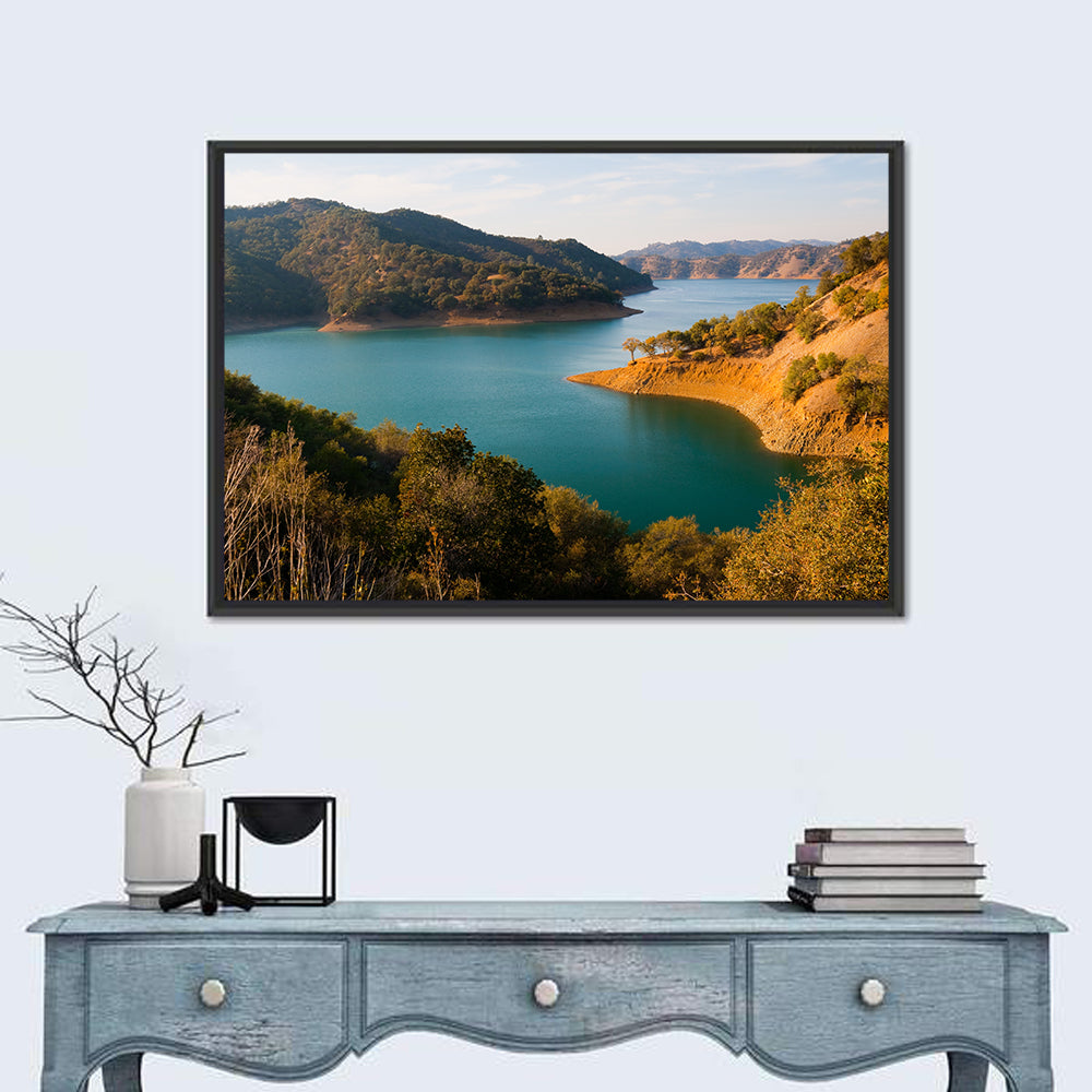 Lake Berryessa Peninsula View Wall Art in a room, landscape