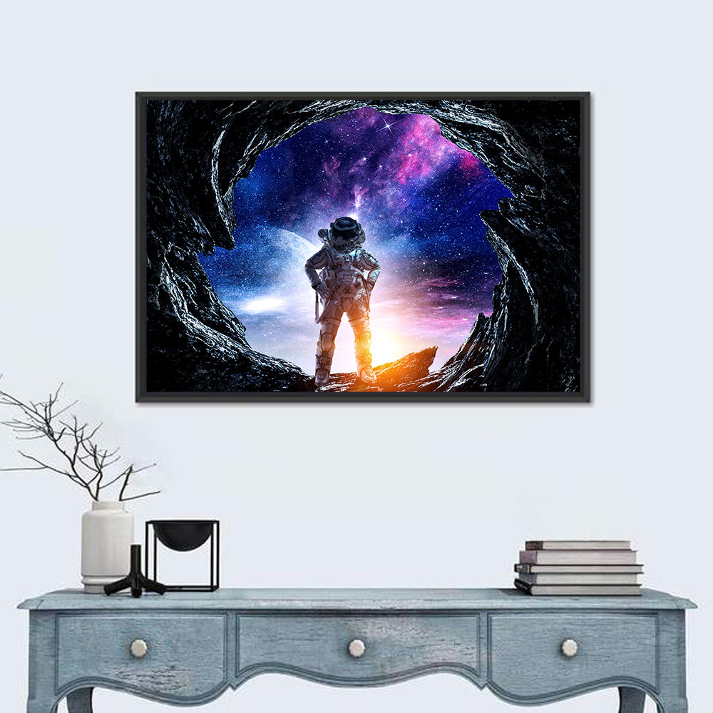 Astronaut at Alien Planet Cave Wall Art