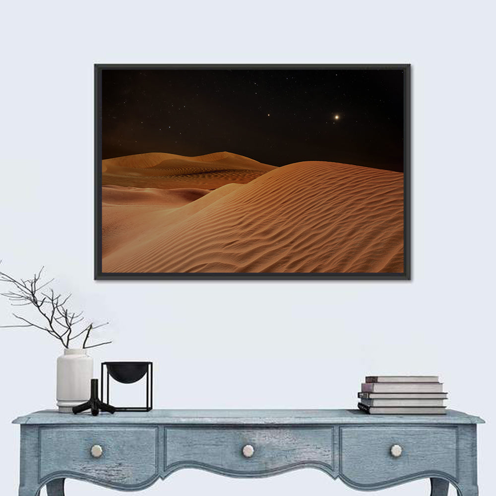 Starry Desert Night Wall Art in a room, landscape