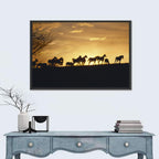 Mustang Silhouettes at Sunset Wall Art