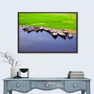 Boats Near Rice Field Wall Art